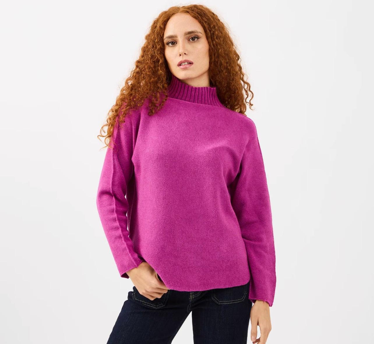 Maglia Charlie a Collo Alto in Tessuto Caldo e Confortevole con Bordo a Costine