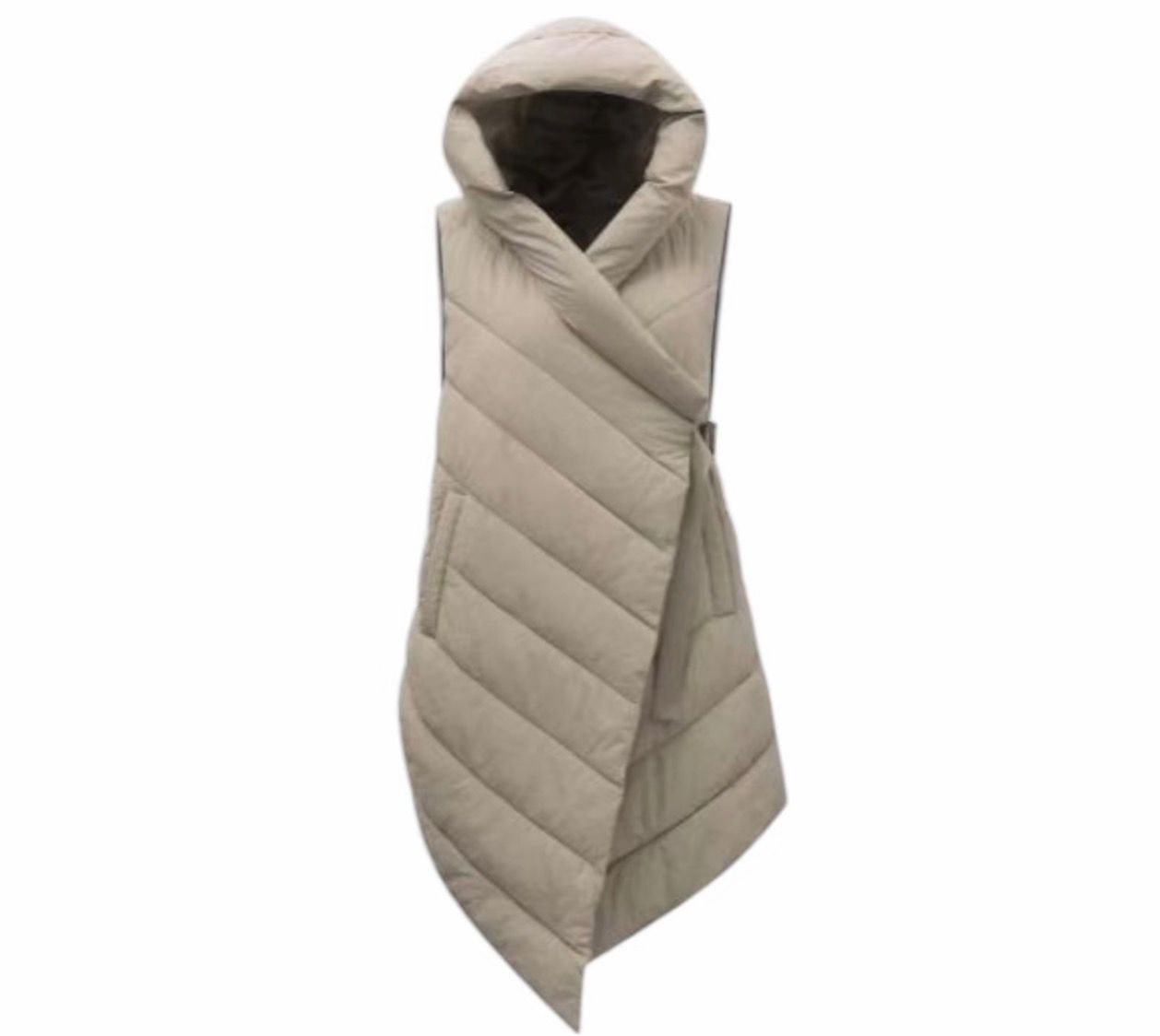 Gilet Piumino Donna Asimmetrico con Cappuccio