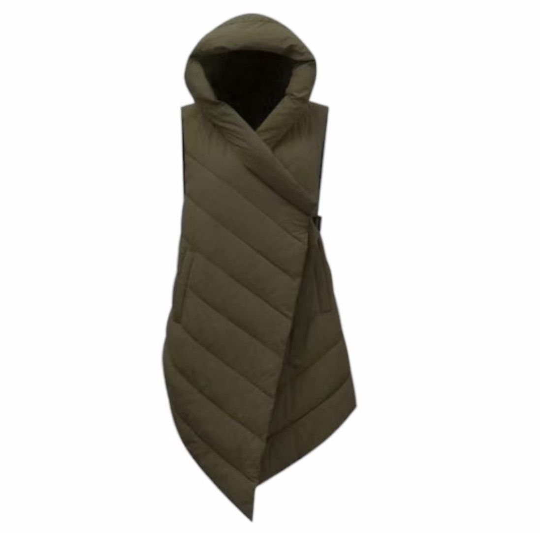 Gilet Piumino Donna Asimmetrico con Cappuccio