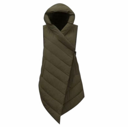 Gilet Piumino Donna Asimmetrico con Cappuccio