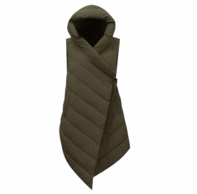 Gilet Piumino Donna Asimmetrico con Cappuccio