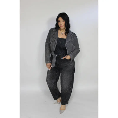 Jeans Ballon Strass nero