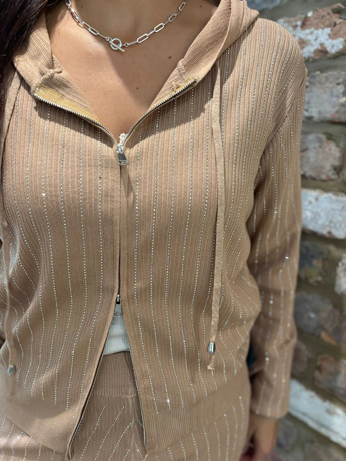 Tuta Due Pezzi Nera con Strass