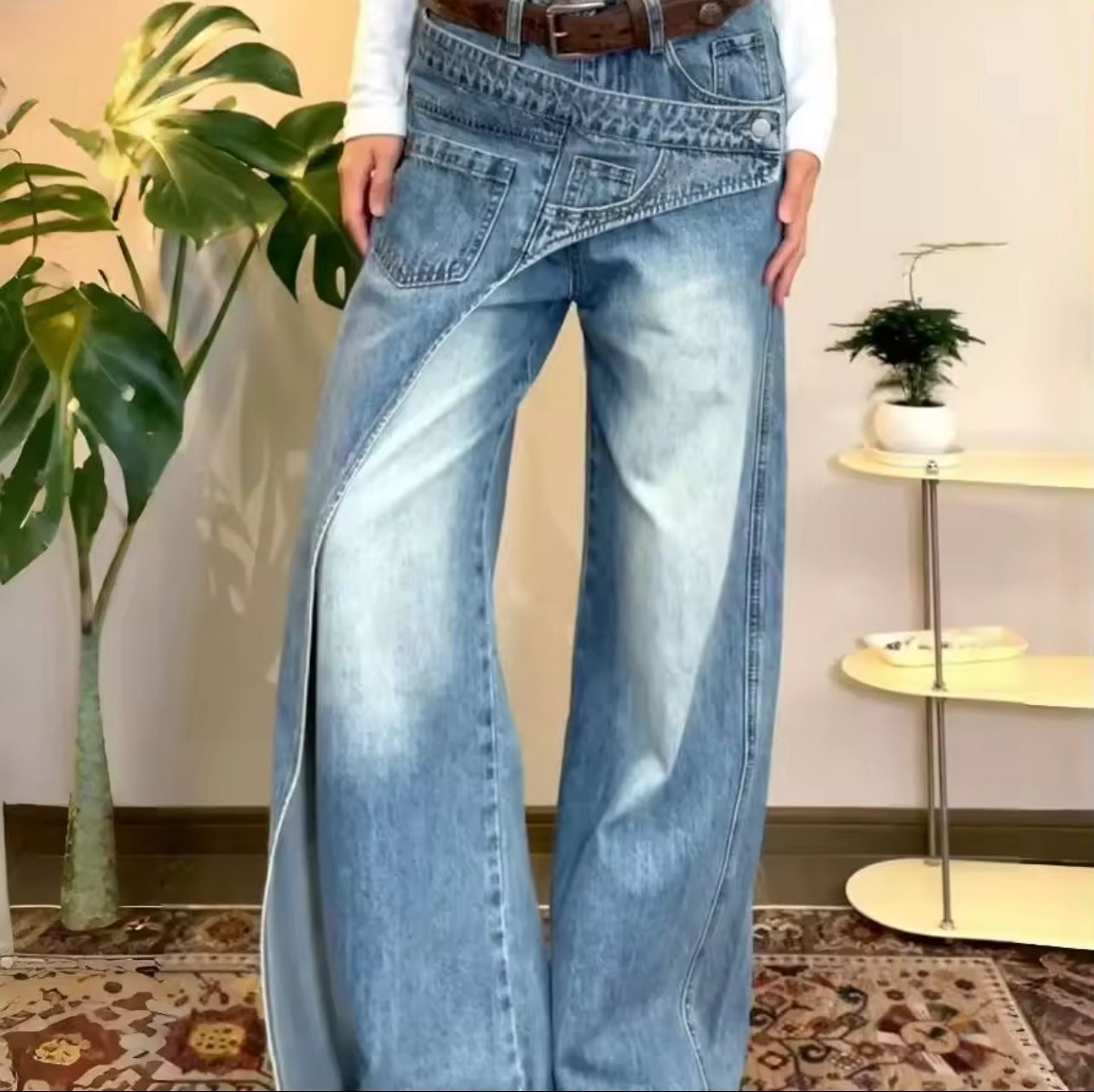 Jeans virali Donna Gamba larga