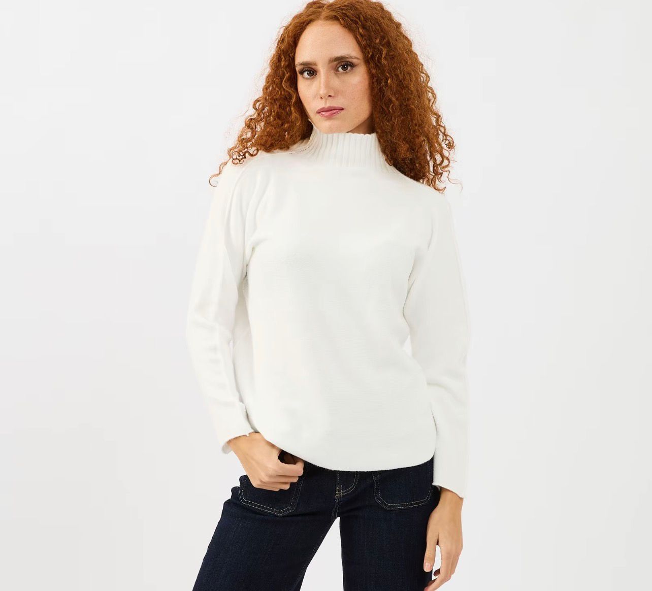 Maglia Charlie a Collo Alto in Tessuto Caldo e Confortevole con Bordo a Costine