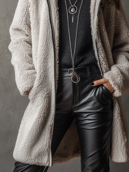 Giacca Vintage in Pile Teddy con Zip e Colletto | AURVOS Milano