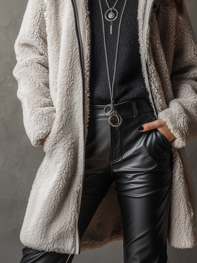 Giacca Vintage in Pile Teddy con Zip e Colletto | AURVOS Milano