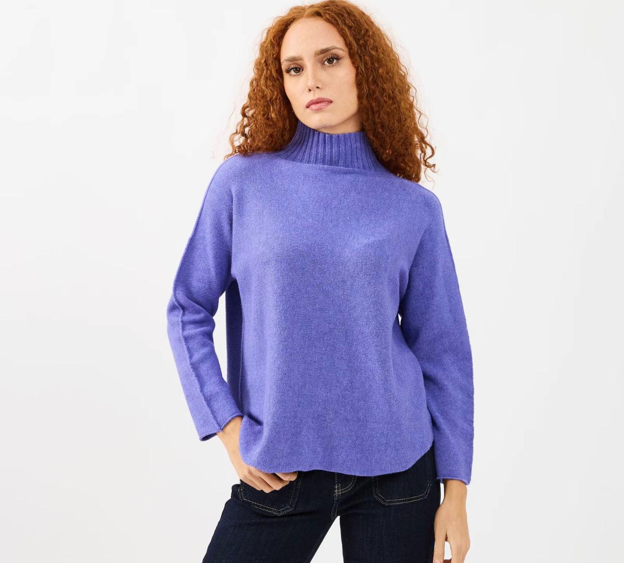 Maglia Charlie a Collo Alto in Tessuto Caldo e Confortevole con Bordo a Costine