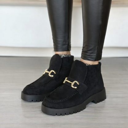 Mocassini Ginevra con caviglia alta scarponcini fibbia oro