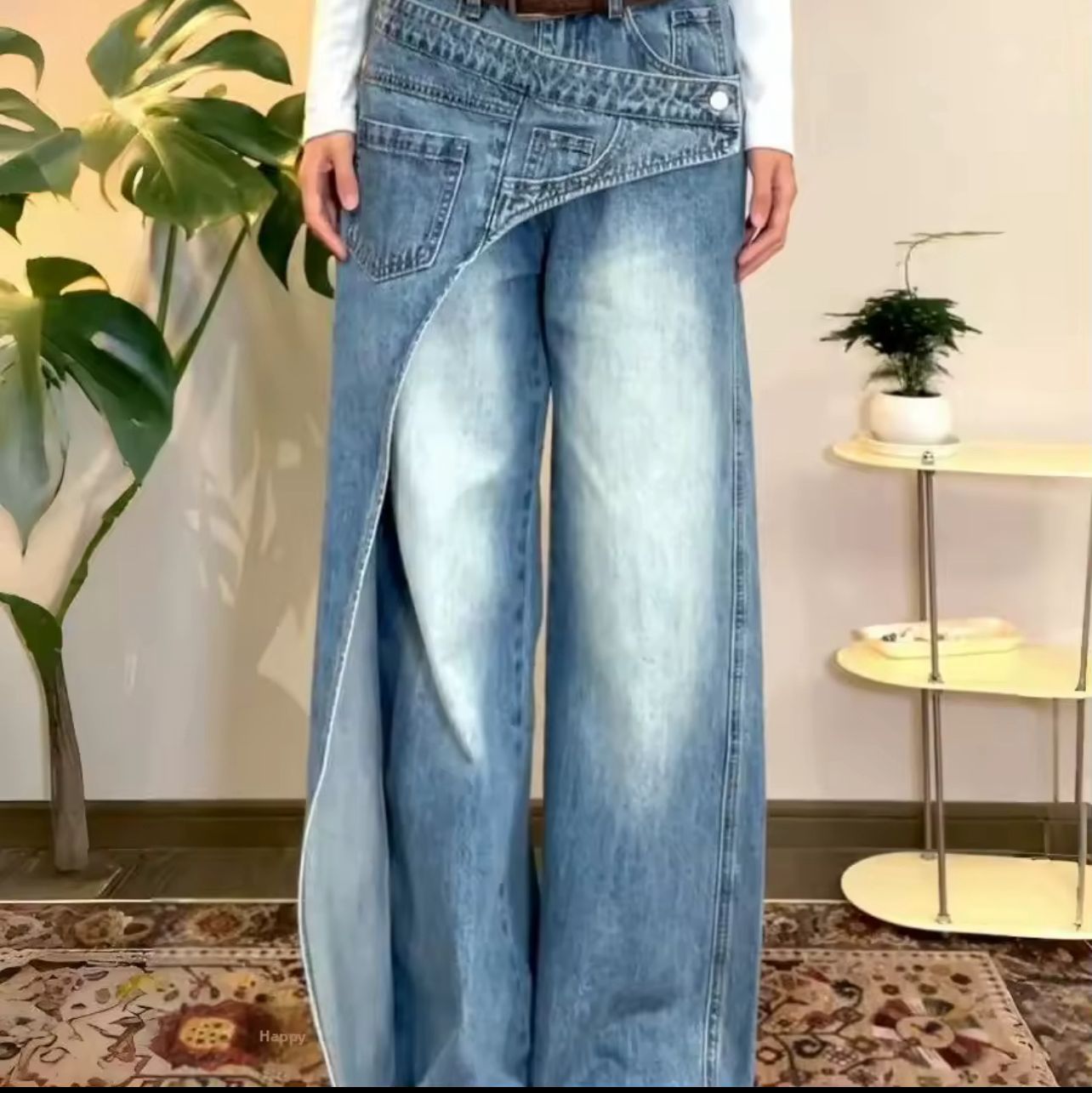 Jeans virali Donna Gamba larga