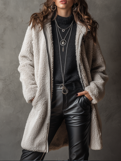 Giacca Vintage in Pile Teddy con Zip e Colletto | AURVOS Milano