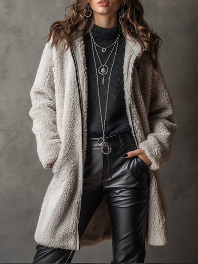 Giacca Vintage in Pile Teddy con Zip e Colletto | AURVOS Milano