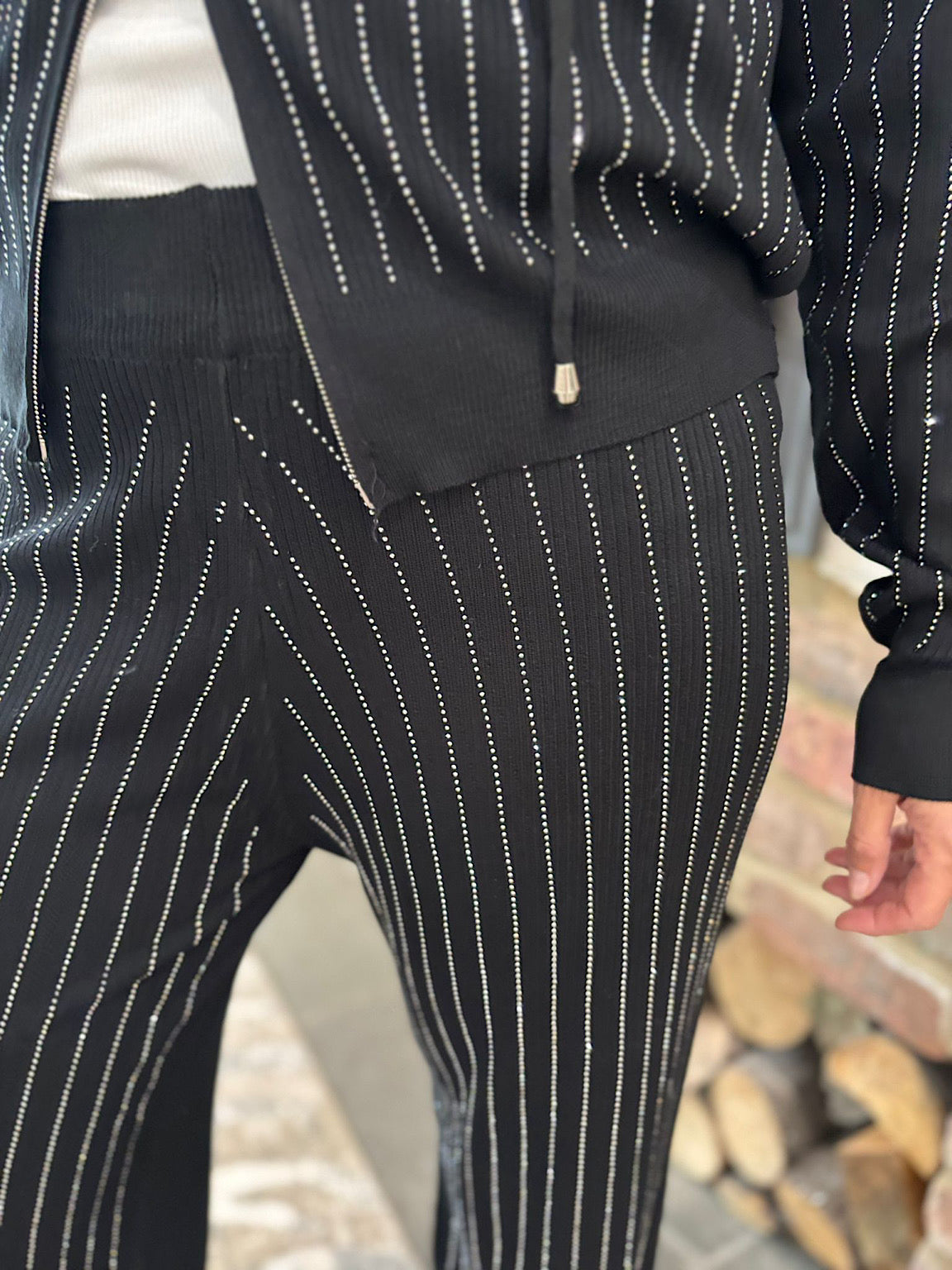 Tuta Due Pezzi Nera con Strass