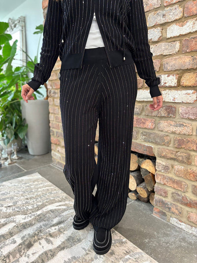 Tuta Due Pezzi Nera con Strass