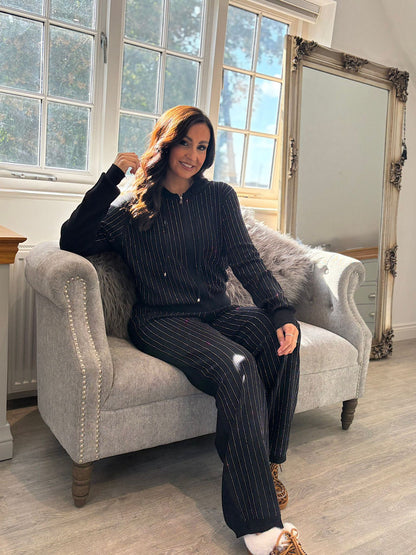 Tuta Due Pezzi Nera con Strass