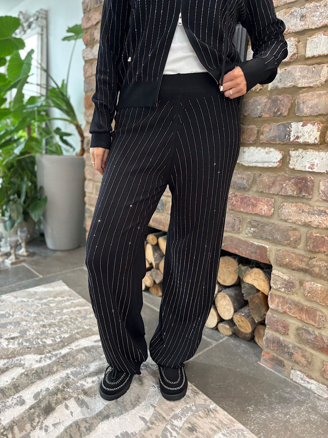 Tuta Due Pezzi Nera con Strass