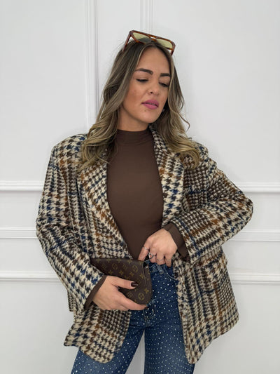 Giacca over fantasia pied de poule Aurvos Milano