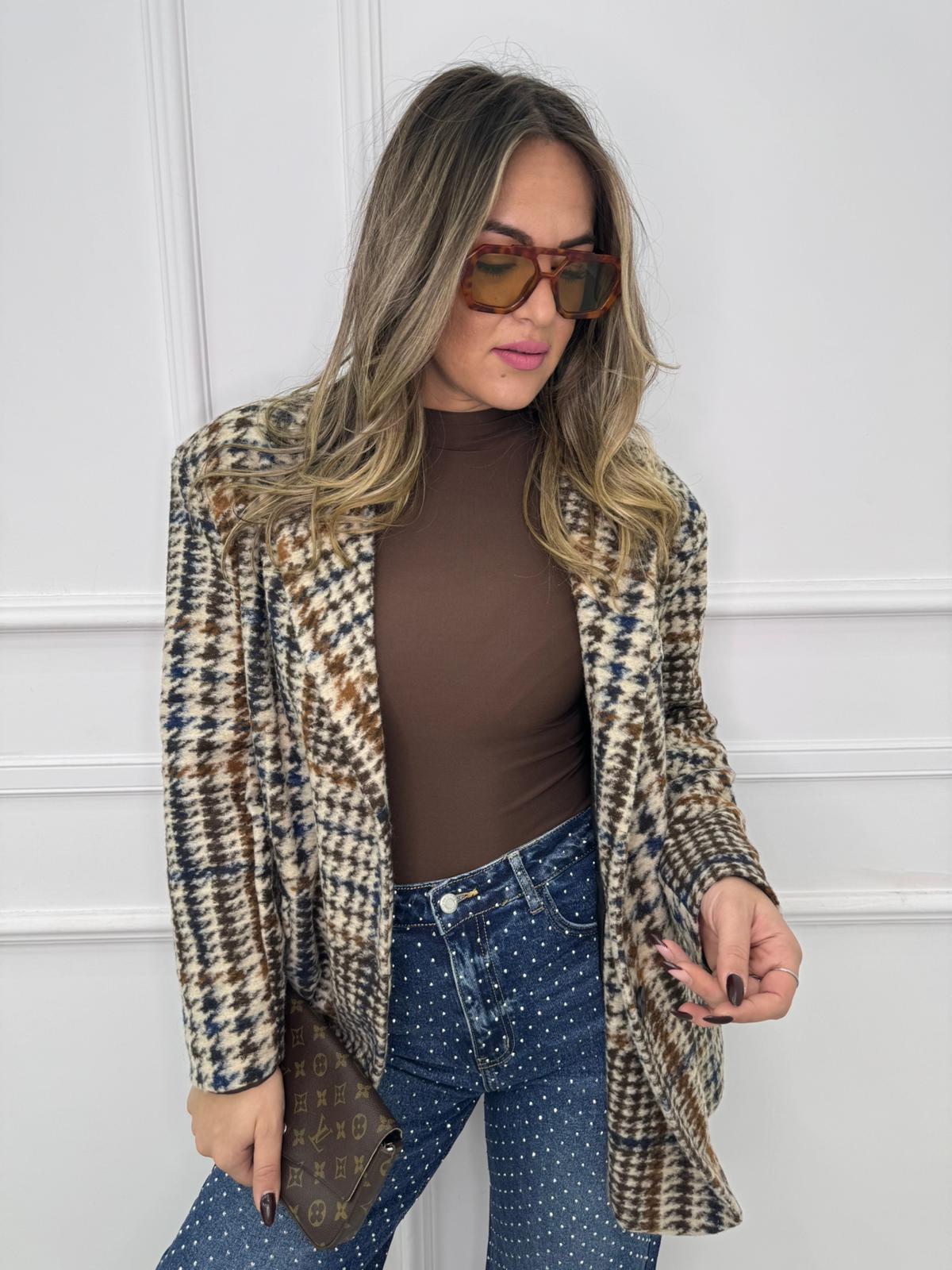 Giacca over fantasia pied de poule Aurvos Milano