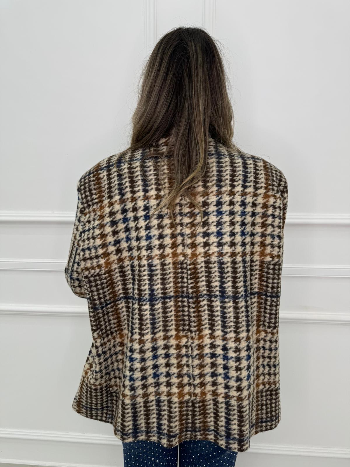 Giacca over fantasia pied de poule Aurvos Milano