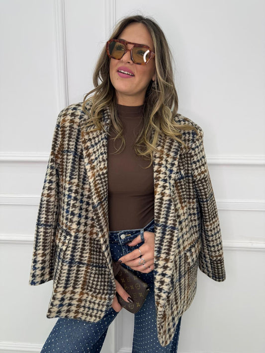 Giacca over fantasia pied de poule Aurvos Milano