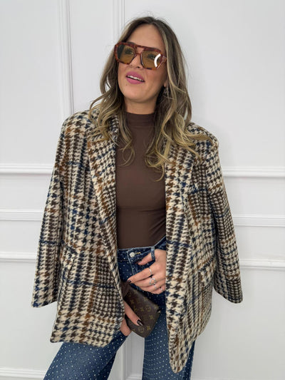 Giacca over fantasia pied de poule Aurvos Milano