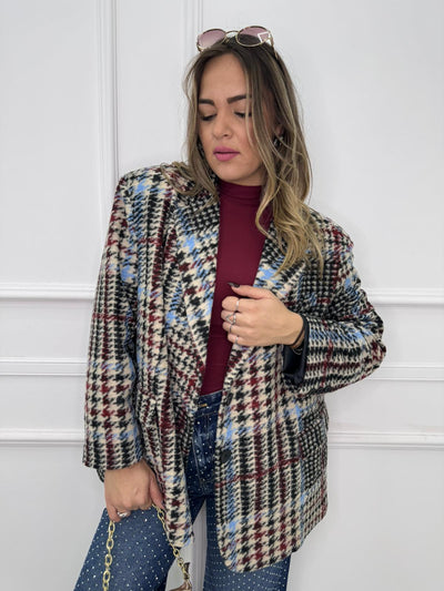 Giacca over fantasia pied de poule Aurvos Milano