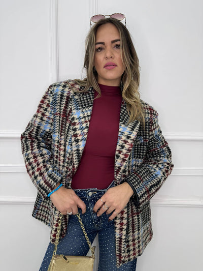 Giacca over fantasia pied de poule Aurvos Milano