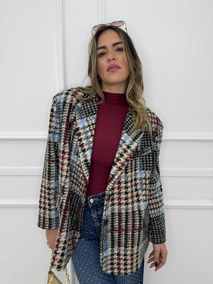 Giacca over fantasia pied de poule Aurvos Milano