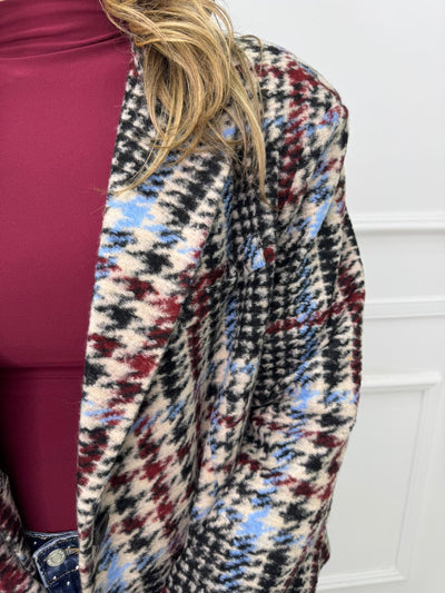 Giacca over fantasia pied de poule Aurvos Milano