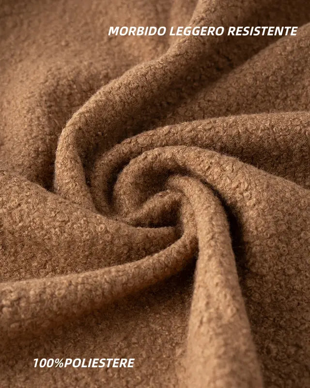 Aurvos Milano – Cappotto Bouclé Donna Elegante Caldo con quattro bottoni frontali