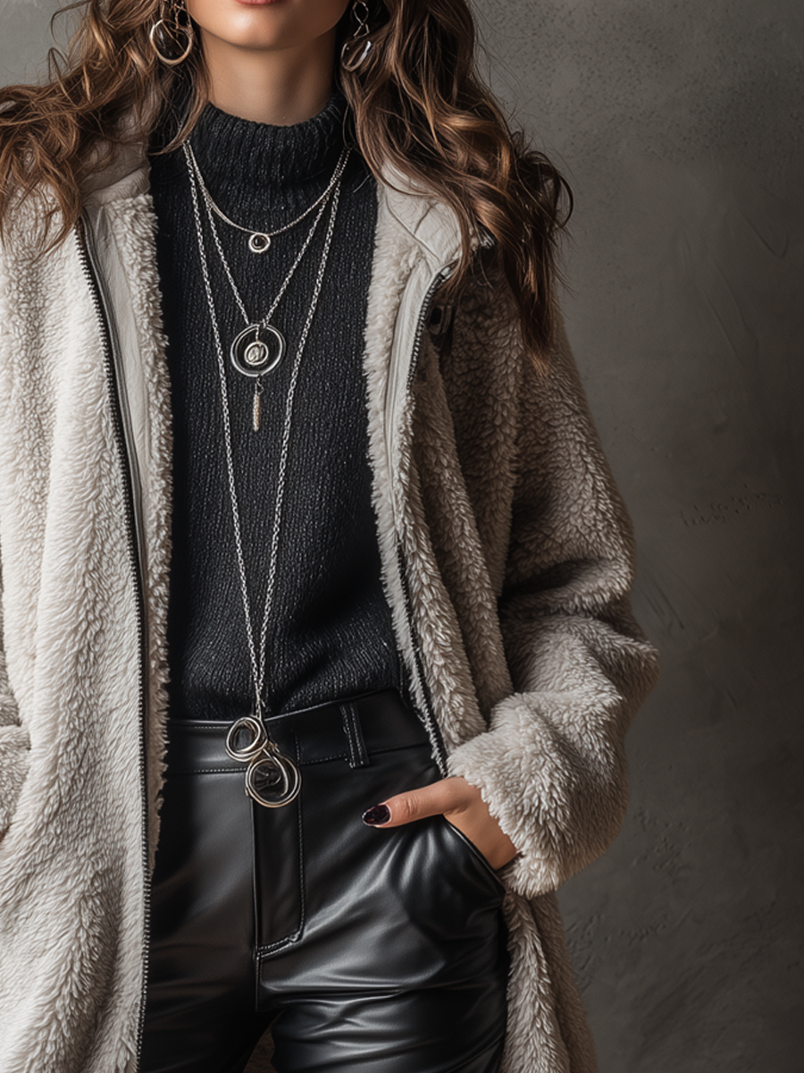 Giacca Vintage in Pile Teddy con Zip e Colletto | AURVOS Milano