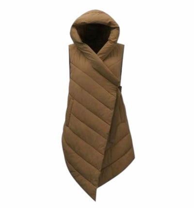Gilet Piumino Donna Asimmetrico con Cappuccio