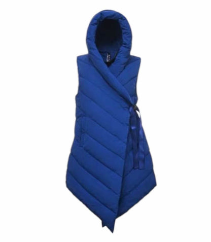 Gilet Piumino Donna Asimmetrico con Cappuccio