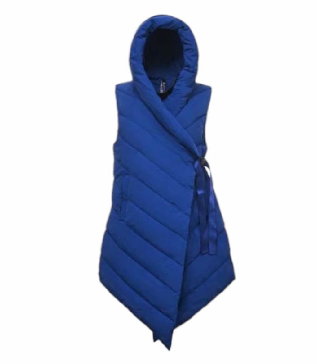 Gilet Piumino Donna Asimmetrico con Cappuccio