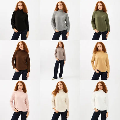 Maglia Charlie a Collo Alto in Tessuto Caldo e Confortevole con Bordo a Costine