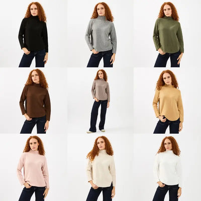 Maglia Charlie a Collo Alto in Tessuto Caldo e Confortevole con Bordo a Costine