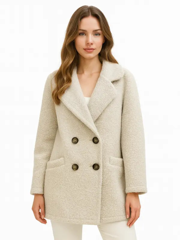 Aurvos Milano – Cappotto Bouclé Donna Elegante Caldo con quattro bottoni frontali