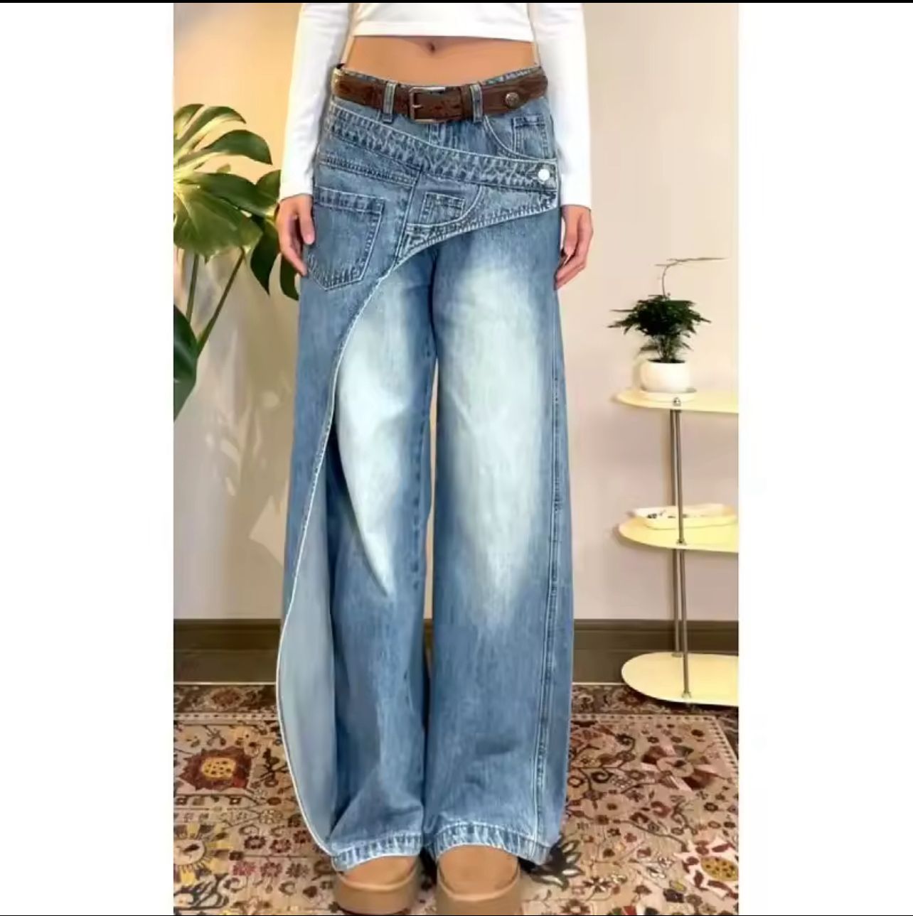 Jeans virali Donna Gamba larga