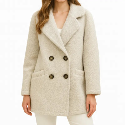 Aurvos Milano – Cappotto Bouclé Donna Elegante Caldo con quattro bottoni frontali