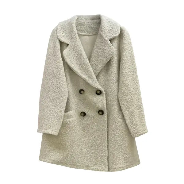 Aurvos Milano – Cappotto Bouclé Donna Elegante Caldo con quattro bottoni frontali